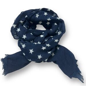 Gap Women's Navy Blue Star Print Lightweight Scarf‎ Patriotic Americana Preppy